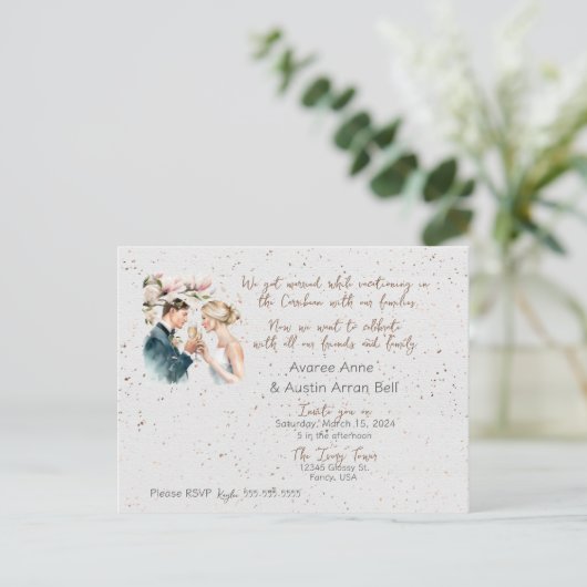 Na ceremonie bruiloft uitnodiging Briefkaart (Staand voorkant)