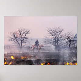 Na de brand in Prairie, Flint Hills, Kansas Poster