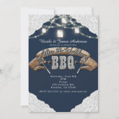 NA DE BRUILOFT BBQ Blue Mason Jar Lights & Lace Kaart (Voorkant)