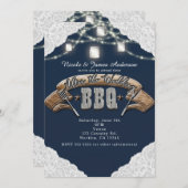 NA DE BRUILOFT BBQ Blue Mason Jar Lights & Lace Kaart (Voorkant / Achterkant)