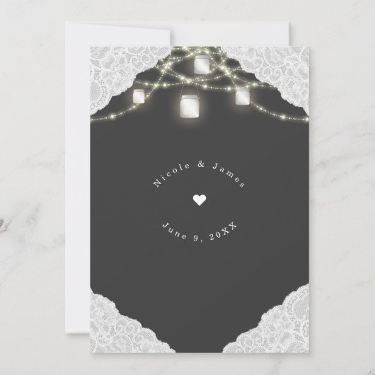 NA DE BRUILOFT BBQ IK DOE Mason Jar Lights & Lace Kaart (Achterkant)