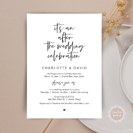 Na de bruiloft, Black, Elopement-feest Kaart