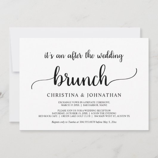 Na de bruiloft Brunch, Modern Rustic Elopement Kaart (Voorkant)