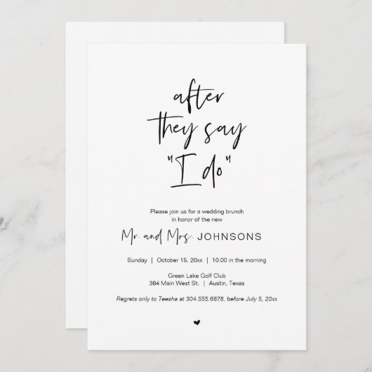 Na de bruiloft Brunch, nadat ze zeggen dat ik dat  Kaart (Voorkant / Achterkant)