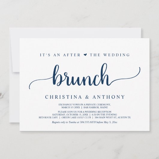 Na de bruiloft brunch, rustieke Elopement Invitat Kaart (Voorkant)