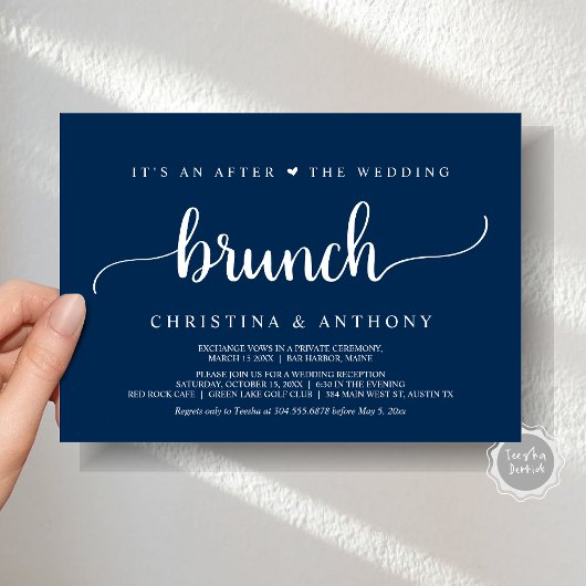 Na de bruiloft brunch, rustieke Elopement Invitat Kaart