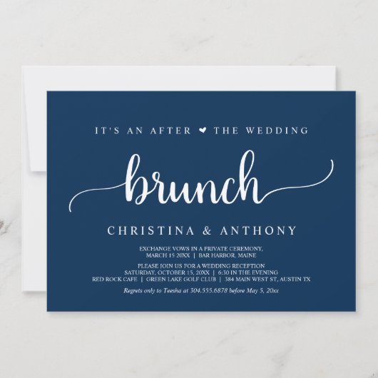 Na de bruiloft brunch, rustieke Elopement Invitat Kaart (Voorkant)