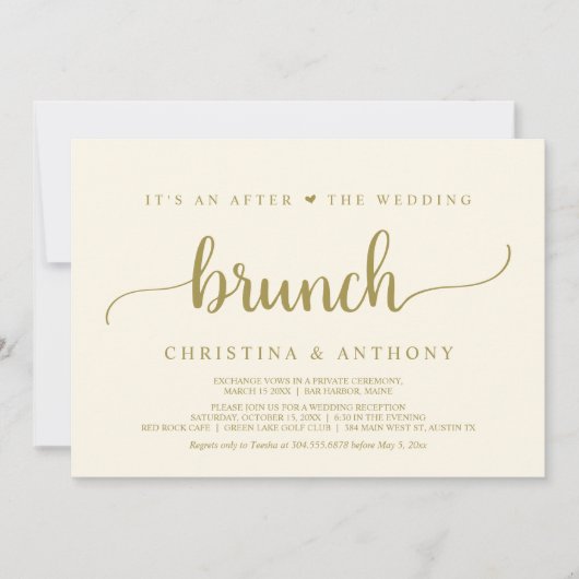 Na de bruiloft brunch, rustieke Elopement Kaart (Voorkant)