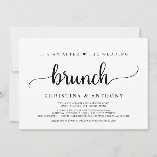 Na de bruiloft brunch, rustieke Elopement Kaart (Voorkant)