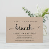 Na de bruiloft brunch, rustieke kraft elopement kaart (Staand voorkant)