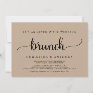 Na de bruiloft brunch, rustieke kraft elopement kaart