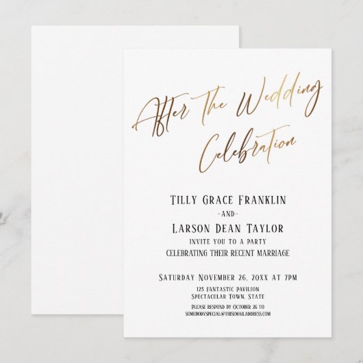 Na de bruiloft Eenvoudige Gouden Elegant Kaart (Voorkant / Achterkant)