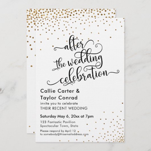 Na de bruiloft Faux Gold Confetti Kaart (Voorkant / Achterkant)