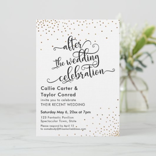 Na de bruiloft Faux Gold Confetti Kaart (Staand voorkant)