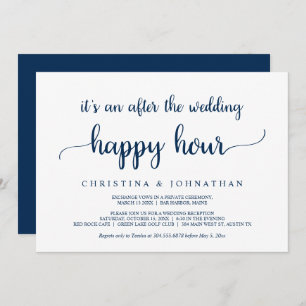 Na de bruiloft Happy Hour, Rustic Elopement Inv Kaart