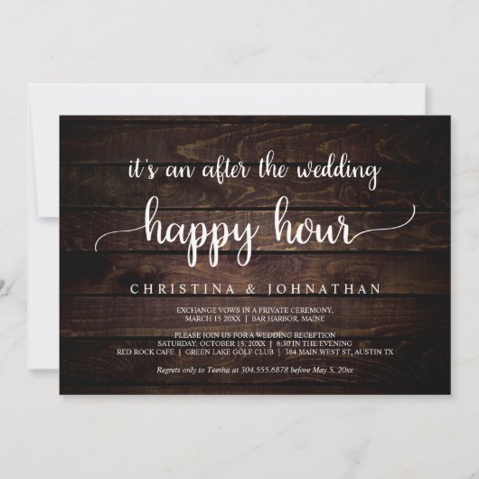 Na de bruiloft Happy Hour, Rustic Elopement Kaart (Voorkant)