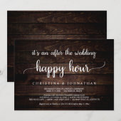 Na de bruiloft Happy Hour, Rustieke Elopement Kaart (Voorkant / Achterkant)