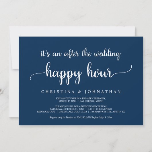 Na de bruiloft Happy Hour, Rustieke Elopement Uitn Kaart (Voorkant)