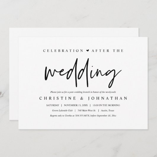 Na de bruiloft is Brunch uitgenodigd Kaart (Voorkant / Achterkant)