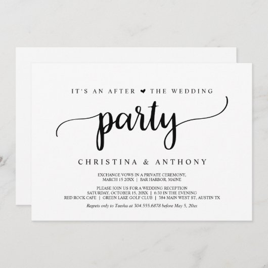 Na de bruiloft is er een trouwe weddenschap ontsta kaart (Voorkant / Achterkant)