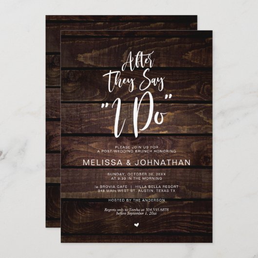 Na de bruiloft, nadat ze zeggen dat ik dat doe, Ru Kaart (Voorkant / Achterkant)