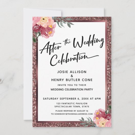 Na de bruiloft Roos Gold Floral Kaart (Voorkant)