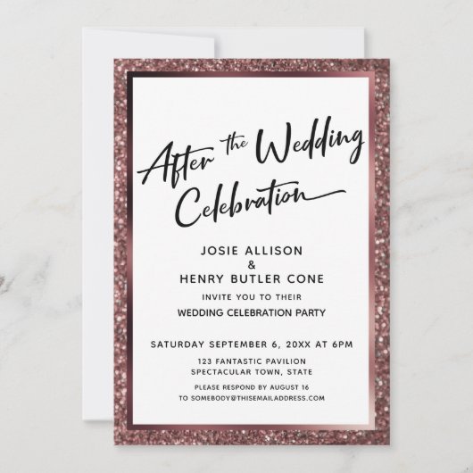 Na de bruiloft Roos Gold Glitter Kaart (Voorkant)