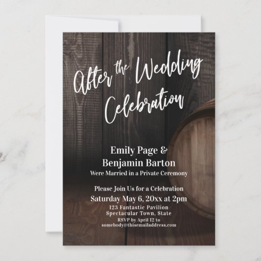 Na de bruiloft Rustic Wooden Barrel Kaart (Voorkant)