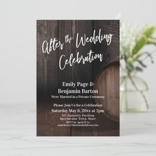 Na de bruiloft Rustic Wooden Barrel Kaart (Staand voorkant)