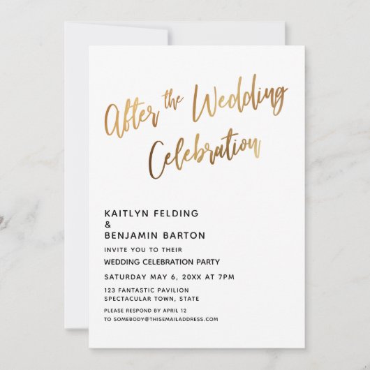 Na de bruiloft Viering Gouden receptie Kaart (Voorkant)