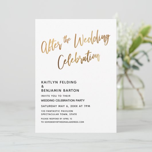 Na de bruiloft Viering Gouden receptie Kaart (Staand voorkant)