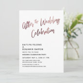 Na de bruiloft Viering Roze Gouden Receptie Kaart (Staand voorkant)