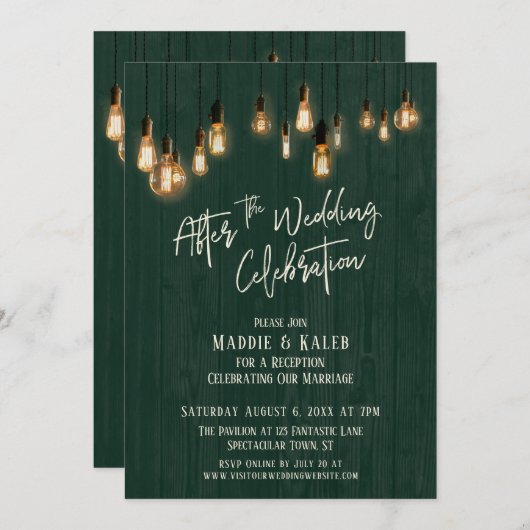 Na de Bruiloftsfeest Groen Hout & Lichten Kaart (Voorkant / Achterkant)