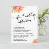 Na de Bruiloftsfeest Harten Script Bloemmotief Kaart (Staand voorkant)