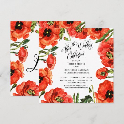 Na de Bruiloftsfeest Rode Klaprozen Krans Kaart (Voorkant / Achterkant)