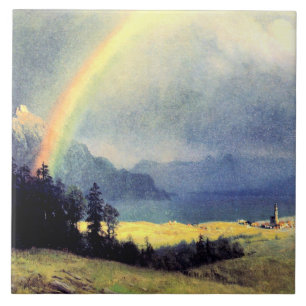 Na de douche, schilderij van Albert Bierstadt Tegeltje