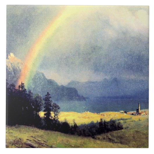 Na de douche, schilderij van Albert Bierstadt Tegeltje (Voorkant)