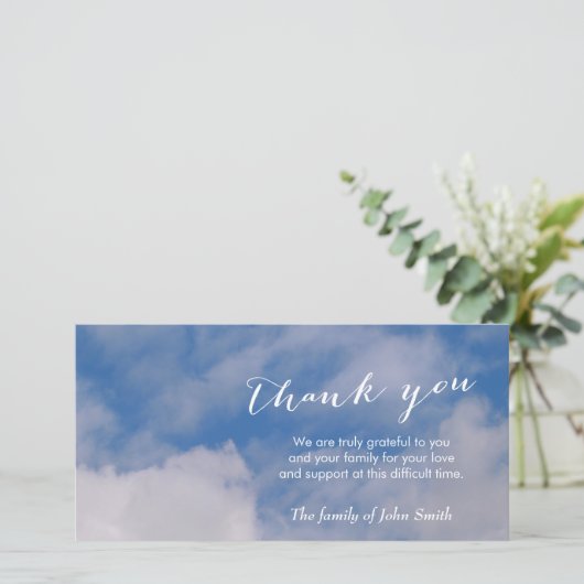 Na de herdenking van Funeral Sky & Clouds Dank u Bedankkaart (Staand voorkant)