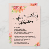 Na de Huwelijksfeest Script Blush Bloemen Kaart (Voorkant / Achterkant)