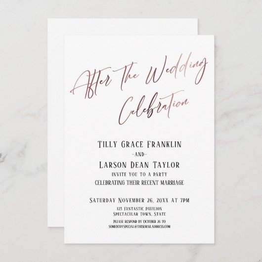 Na de huwelijksfeestdag gladde goudlegant kaart (Voorkant / Achterkant)