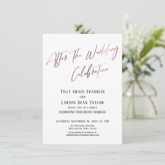 Na de huwelijksfeestdag gladde goudlegant kaart (Staand voorkant)