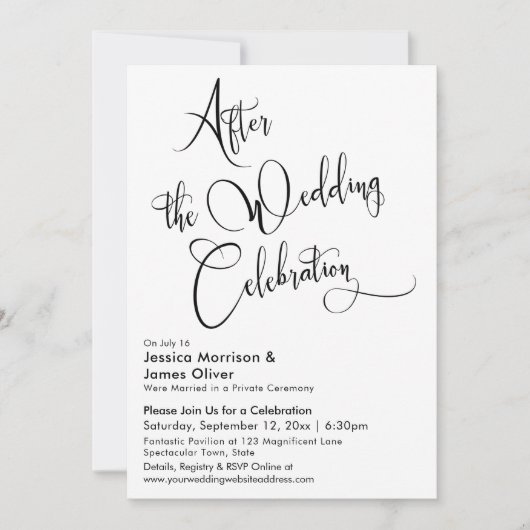 Na de Huwelijksviering Black & White Script Kaart (Voorkant)