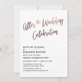 Na de Huwelijksviering Roze Gouden Ontvangst Kaart (Voorkant)