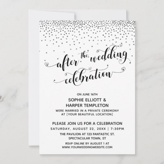 Na de huwelijksviering Silver Confetti Kaart (Voorkant)