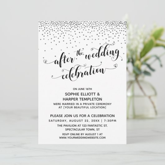 Na de huwelijksviering Silver Confetti Kaart (Staand voorkant)