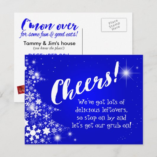 Na de kerstvakantie Potluck Party uitnodiging (Voorkant / Achterkant)