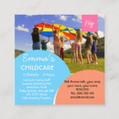na de kinderopvang van de babysitter overdag vierkante visitekaartje (Voorkant)