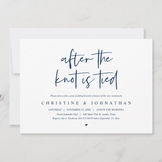 Na de knoop, Elopement Post bruiloft Brunch Kaart (Voorkant)