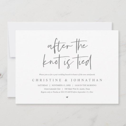 Na de knoop, Elopement Post bruiloft Brunch Kaart (Voorkant)