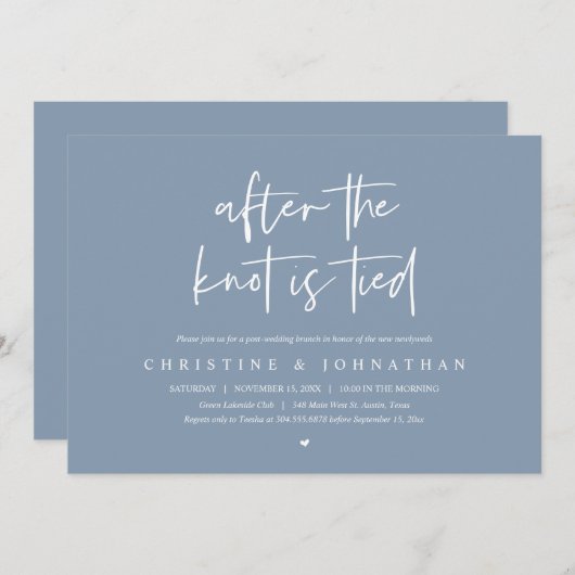 Na de knoop, Elopement Post bruiloft Brunch Kaart (Voorkant / Achterkant)